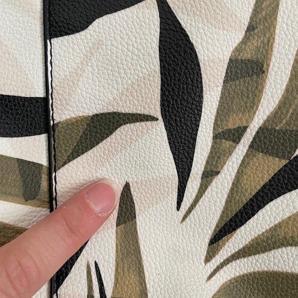 A New Day Olive Leaf Print Zip Top Tote Bag - Picture 7 of 16